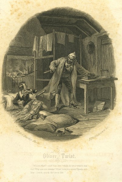 Oliver Twist and Fagin (Engraved by T. Phillibrown) by Felix Octavius Carr Darley